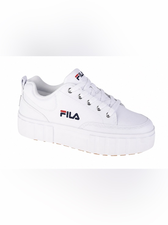 Fila Shoes - Fila White Platform Lace-Up Sneakers with Navy & Red Logo